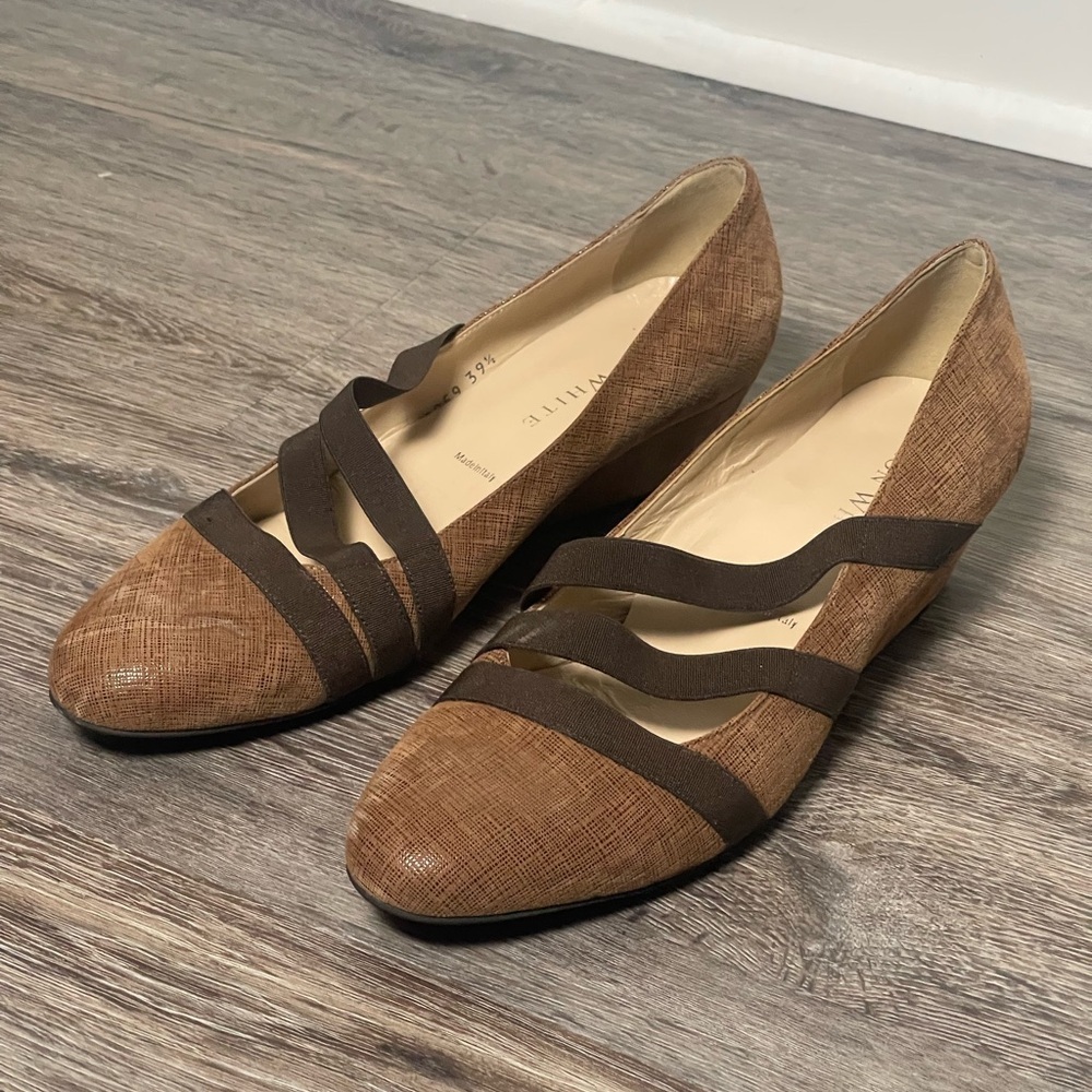 Ron White | Adelle Strappy Textured Leather Wedge Size 39.5 Made in Italy